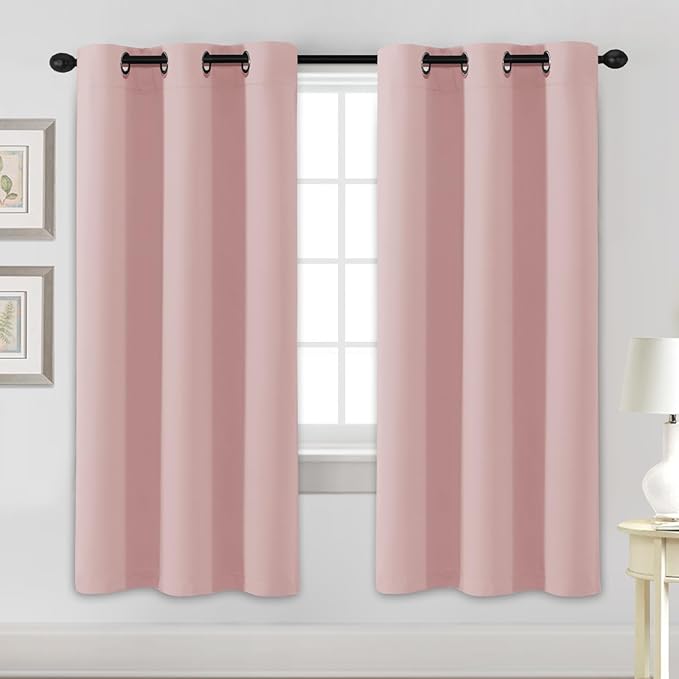 H.VERSAILTEX Blackout Curtains for Bedroom Thermal Insulated Room Darkening Living Room Curtains 72 Inch Long Grommet Privacy Protection Window Curtain Panels/Drapes for Nursery, 2 Panels, Baby Pink-Ruum Studio Home