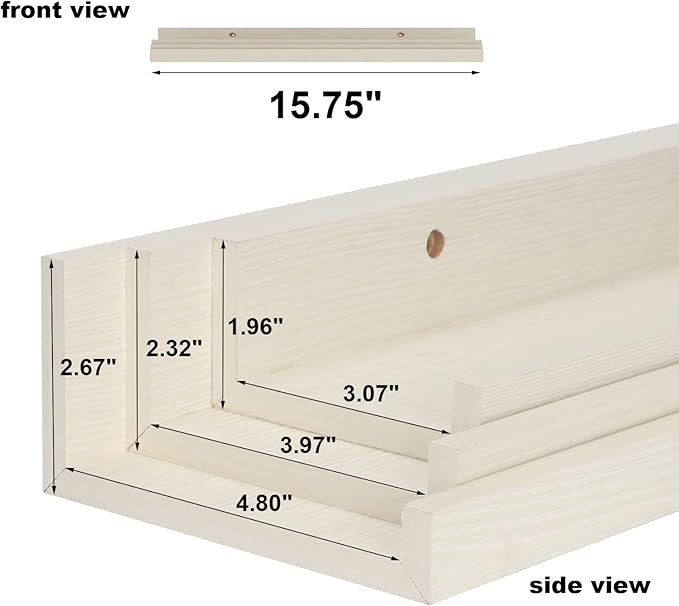 Giftgarden 16 Inch Floating Shelves Wall Mounted, Creamy White Beige Wood-Grain Wooden Ledge Shelf for Bathroom Bedroom Living Room Kitchen Nursery, Set of 3 Different Sizes-Ruum Studio Home