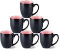 GBHOME 16oz Coffee Mugs Set of 6, Large Ceramic Coffee Mugs for Man, Woman, Dad, Mom, Modern Coffee Mugs Set with handle for Tea/Latte/Cappuccino/Milk/Cocoa. Dishwasher&Microwave Safe,Pink-Ruum Studio Home