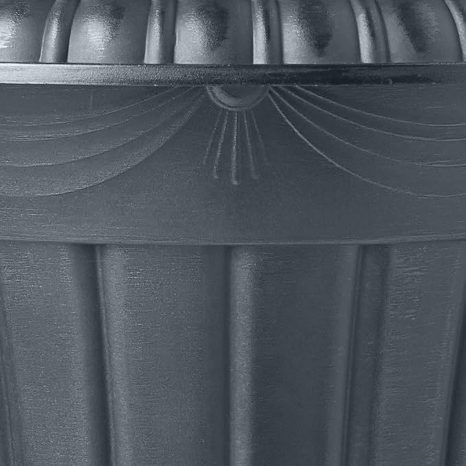 PL00GY Classic Traditional Plastic Urn Planter Indoor/Outdoor, 16" x 18", Gray-Ruum Studio Home