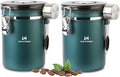 Coffee Canister Airtight Storage Container Stainless Steel Air Tight Coffee Jar with Scoop, Date Tracker CO2 Release Valve for Dry Food, Beans, Ground, Tea, Flour, Cereal and Sugar (1.8L,Green,2Pcs)-Ruum Studio Home
