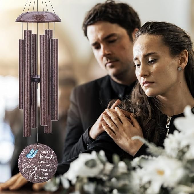 Sympathy Wind Chimes, Personalized Butterfly Wind Chimes for Loss of Loved One, Commemorative Sympathy Gifts for Funeral, in Memory of Dad/Mom/Husband/Wife-Ruum Studio Home