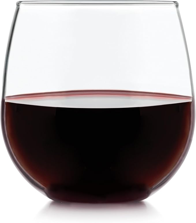 Libbey Stemless Red Wine Glasses, 16.75 Oz Classy, Wide Bowl Stemless Wine Glasses Set of 8, Chip Resistant Glasses Drinking Set for Get-Togethers-Ruum Studio Home