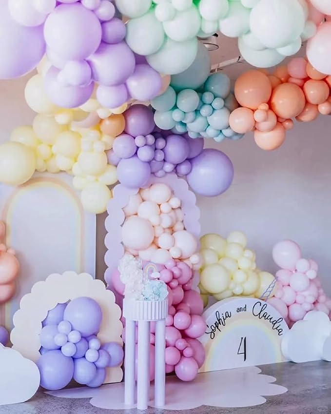 Pastel Balloons Arch Garland Kit, 146PCS Pastel Balloons 4 Sizes 18/12/10/5 Inch, Macaron Rainbow Balloon Arch Kit for Unicorn Birthday Baby Shower Wedding Easter Party Decorations-Ruum Studio Home