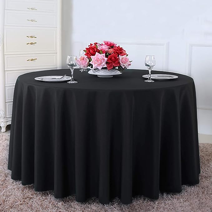 Surmente Black Tablecloth for Round Tables, 90-inch Round Table Cloths for Weddings, Banquets, or Restaurants-Ruum Studio Home