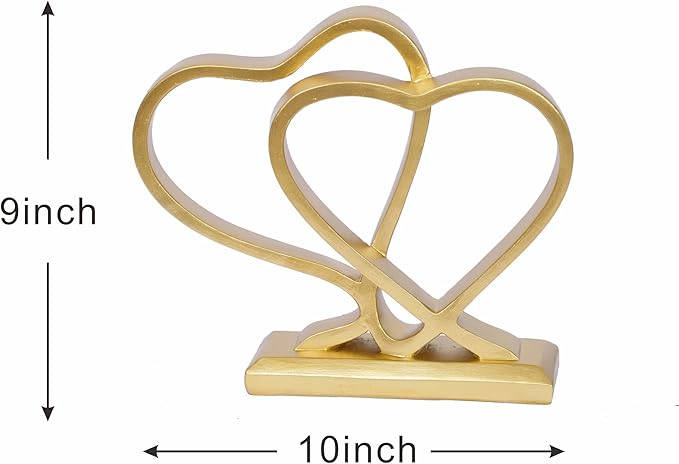 Gold Heart Sculpture for Living Room Decor Heart Decoration Gift for Her and Him Love Wedding Anniversary Couples Gift Modern Heart Statue for Home Coffee Table Dining Table Centerpiece Birthday Gift-Ruum Studio Home
