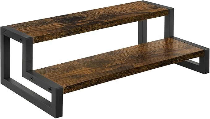 YINMIT Tiered Display Stand Riser Shelf, Wooden Spice Rack Organizer for Countertop, 2 Tier Kitchen Counter Shelf-Ruum Studio Home