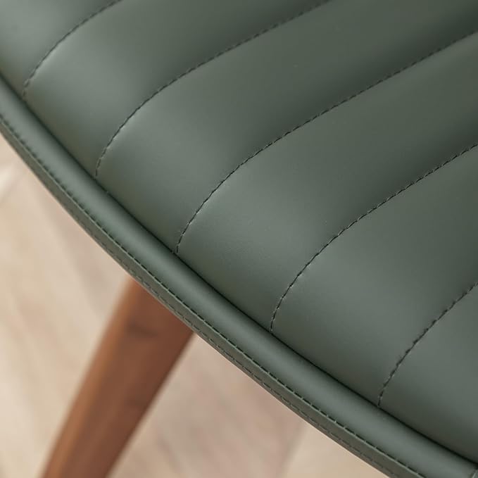 LUNLING Swivel Dining Room Chairs Set of 2, Mid Century Modern Green Faux Leather Kitchen Chairs with Arms,Bamboo Legs Side Chairs No Wheels,Accent Chair for Dining Rooms and Offices-Ruum Studio Home