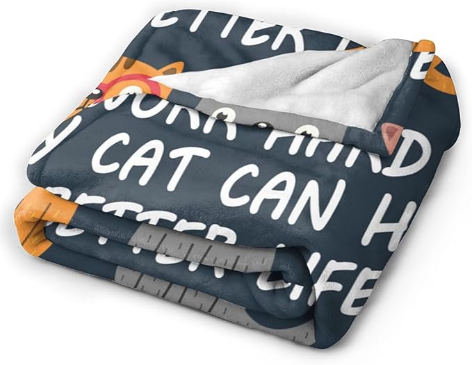 HGOD DESIGNS Cats Throw Blanket Funny Cat Blanket Animals Pet Pattern s Flannel Soft Warm Cozy Fuzzy 40"x50" Throw Blanket for for Women and Men-Ruum Studio Home