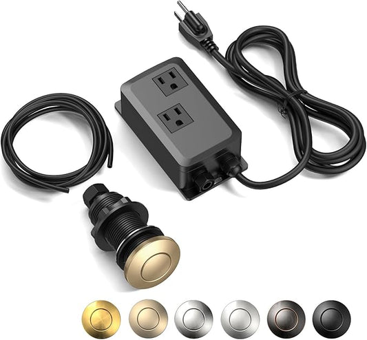 Garbage Disposal Air Switch Kit -Professional- Dual Outlet, Sink Top Waste Disposer On/Off, Garbage Disposal Button, UL Listed-Ruum Studio Home