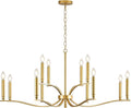 12 Light Gold Living Room Chandelier High Ceiling Foyer Candle Chandelier Large Modern Brass 44in Metal Chandeliers Hanging Light for Master Bedroom Dining Room Light Fixture Over Table-Ruum Studio Home