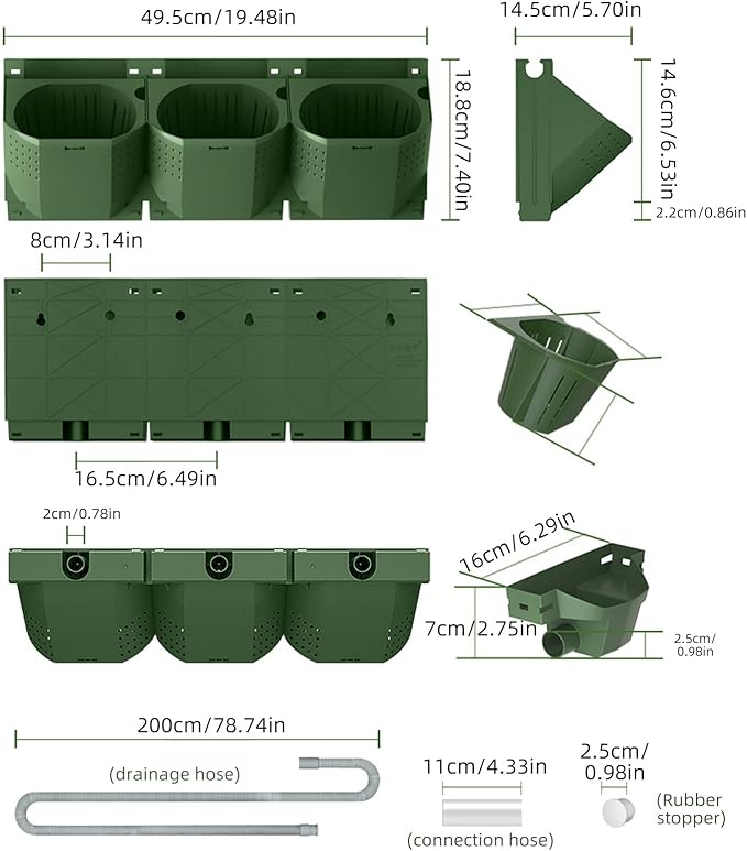 Self Watering Wall Mounted Vertical Planter, 36 Pots Wall Planter Indoor Vertical Living Green Plant Wall Easy Installation (Green with Timing System)-Ruum Studio Home