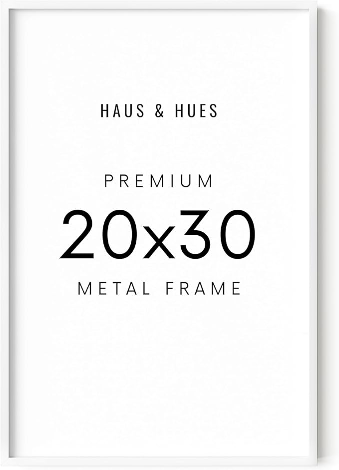HAUS AND HUES 20x30 White Picture Frame - White 20x30 Frame Aluminum, Vertical & Horizontal Hanging, Shatterproof Plexiglass - Ideal for Home, Room, Office Decor (20x30 in, White)-Ruum Studio Home