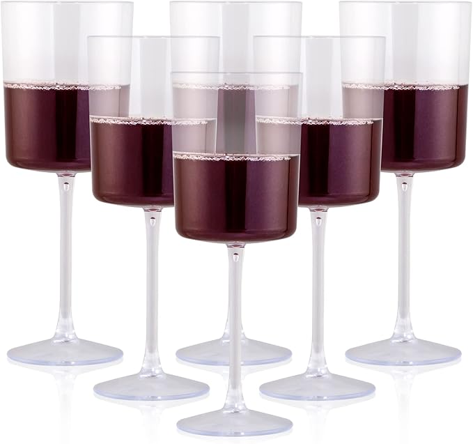 Ciaell 12 Pack Clear Plastic Wine Glasses - 10 Oz Disposable Wine Glasses with Stem for Parties & Weddings & Poolside & Outdoors & Camping-Ruum Studio Home