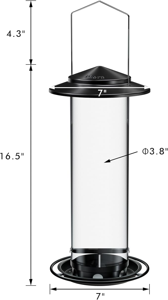 iBorn Metal Bird Feeder for Outside Hanging,Wild Bird Feeders for Cardinal,18cm Large Roof&Green,42CM Long,4.5lb High-Capacity(Seed is not Included)-Ruum Studio Home