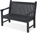 Psilvam Garden Bench, 2-Person Poly Lumber Patio Bench, All-Weather Outdoor Bench That Never Rot, Memorial Bench, Suit for Garden, Porch and Park (Black)-Ruum Studio Home