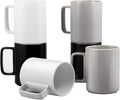 E-liu Porcelain Tea Mugs Coffee Mug Set, Large 15 Ounces Cups for Coffee, Tea, Cocoa, and Mulled Drinks, Set of 6, BlacK White Grey-Ruum Studio Home