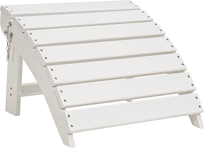 Sundale Outdoor Folding Plastic Adirondack Ottoman, All-Weather Adirondack Chair Footrest, Fade and Rust Resistant, Perfect for Outside Patio Garden Pool Yard White-Ruum Studio Home