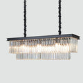 Rectangle Crystal Chandelier 59 inch, Modern Rectangular Chandeliers Ceiling Hanging Linear Chandeliers Light Fixture for Dining Room, Kitchen Island, Bar, Black,14-Light-Ruum Studio Home