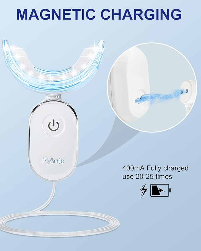 MySmile Teeth Whitening Strips Kit 14 Treatments with 28 LED Light - 10 Min Non-Sensitive Fast Whitening Teeth Enamel Safe Teeth Whitener - Helps to Remove Deep Stains-Ruum Studio Home