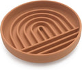 The Slowdown Bowl Silicone Slow Feeder for Cats & Kittens, Slow Eating Mealtime Solution with Lick Modern Mat Design, Reduces Gulping, Fits 1 Cup 6” Across x 1.25” Tall, Small-Terracotta-Ruum Studio Home
