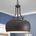 WUZUPS Chandelier Rustic Farmhouse Industrial Round Ceiling Pendant LED Light Fixture with Open Bottom Drum Shade, H 15.7" x W 13.4", Distressed Rust-Ruum Studio Home