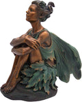 Copper Toned Fairy Holding Knees with Blue Accents Garden Statue, Whimsical Outdoor Decor, 13 Inches-Ruum Studio Home