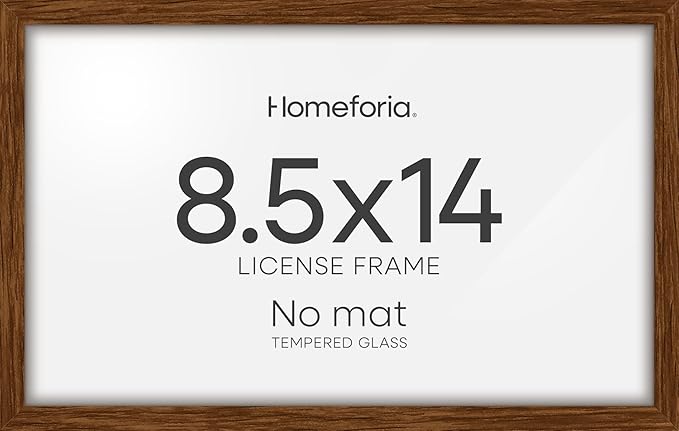 Homeforia 8.5x14 Marriage License Frame Brown, High End Dark Oak 8.5 x 14 Certificate Frames, 8.5by14 Walnut Wood Frame for Wall & Tabletop, 8.5 by 14 Wooden Frames, Tempered Glass, Wall Kit, Set of 1-Ruum Studio Home