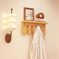 Wall Mounted Piano Key Hanger | Flip Style Hook | Entrance Wall Art Hook, Made of Oak Wood (3 Times Painted, 4 Times Polished) (Tray Beech, 4Hooks)-Ruum Studio Home