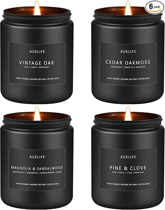Scented Candles Set | Masculine Candle, Gifts for Men - Soy Candles for Home Scented - 4 Pack Aromatherapy Candle Gift - Scent of Vintage Oak/Cedar Oakmoss/Magnolia & Sandalwood/Pine & Clove-Ruum Studio Home