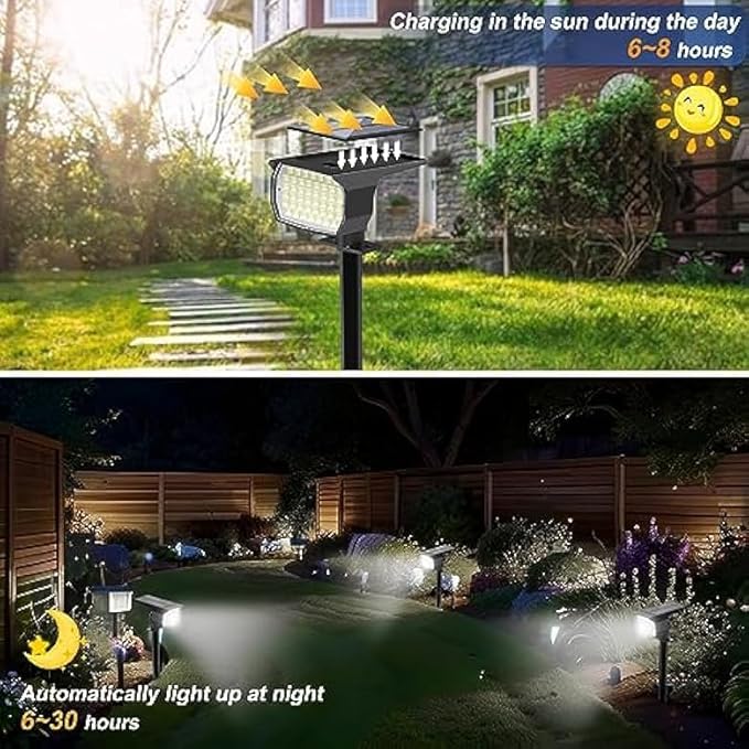Solar Spot Lights Outdoor Waterproof IP65, 6 Pack Landscape Spotlights with 46 LEDs, 3 Modes Auto On/Off Solar Powered Flood Lights for Outside Pathway, Yard, Garden, Walkway (Cool White)-Ruum Studio Home