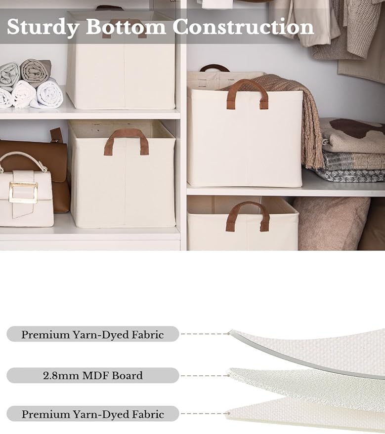 StorageWorks Storage Bins, Fabric Storage Bins for Shelves, Extra Large Storage Baskets with Metal Frame, Closet Baskets and Bins with Handles, Jumbo, Natural Color, 2-Pack-Ruum Studio Home