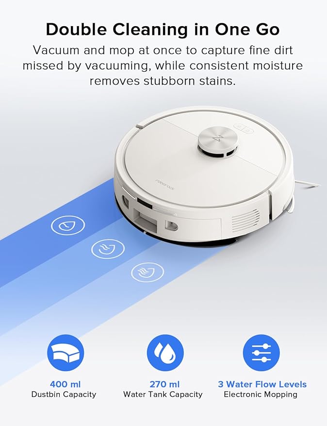 roborock Q7 L5 Robot Vacuum and Mop Combo, 8,000Pa Suction, Upgraded from Q5 Pro, Dual Anti-Tangle System, LiDAR Navigation, No-Go Zones, Self-Charging Robotic Vacuum Cleaner, White-Ruum Studio Home