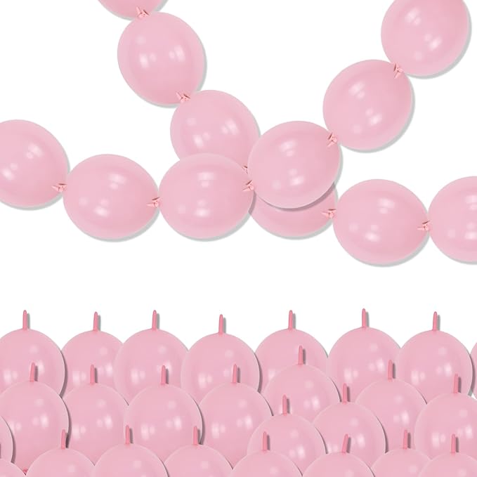 Pastel Pink Quick Link Balloons, 60PCS 10 Inch Baby Pink Linking Balloons for Making Balloon Wall Heart Arch, Tails Balloon for Girls Wedding Birthday Baby Shower Valentine's Party Decorations-Ruum Studio Home