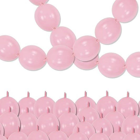 Pastel Pink Quick Link Balloons, 60PCS 10 Inch Baby Pink Linking Balloons for Making Balloon Wall Heart Arch, Tails Balloon for Girls Wedding Birthday Baby Shower Valentine's Party Decorations-Ruum Studio Home