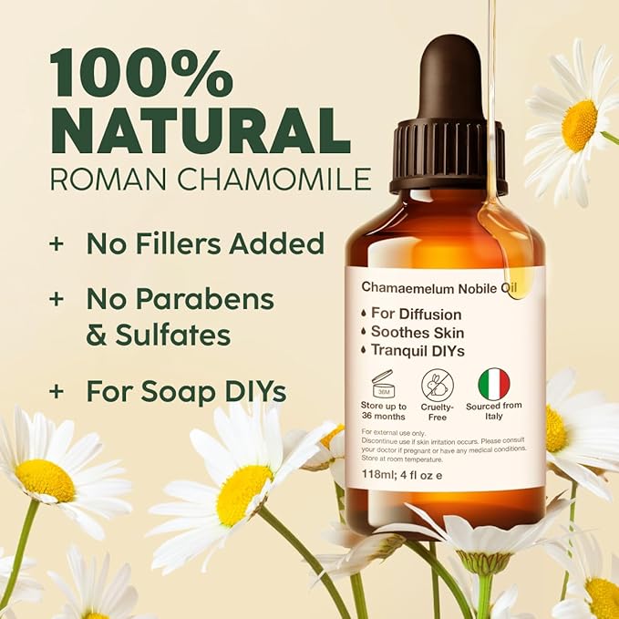 KUKKA Roman Chamomile Essential Oil for Tranquil Retreats and Peaceful Relaxation - Roman Chamomile Essential Oil 4 Oz - Soothing, Comforting and Calming - 100% Authentically Sourced Premium Oils-Ruum Studio Home