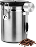 Coffee Canister Airtight Storage Container 1.8L Stainless Steel Air Tight Coffee Jar with Scoop, Date Tracker CO2 Release Valve for Dry Food, Beans, Ground, Tea, Flour, Cereal and Sugar (Silver)-Ruum Studio Home