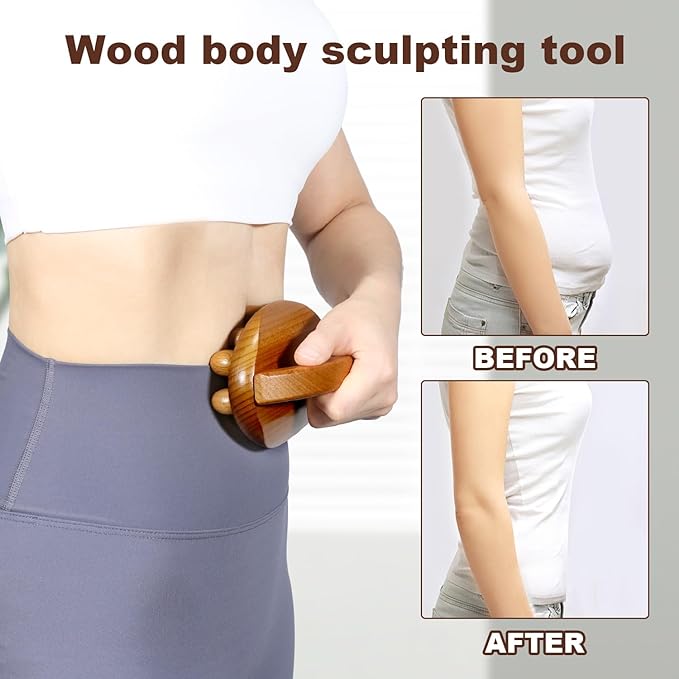 Wood Therapy Fascia Release Massage Tools, Manual Trigger Point Lymphatic Drainage Cellulite Massager, Wooden Massage Brush Gua Sha Body Sculpting Tool, Pain Relief and Body Shaping-Ruum Studio Home