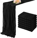 10FT 6 Pack Black Cheesecloth Table Runner 20 x 120 Inch Long Boho Fabric Rustic Cheese Cloth Table Runner for Wedding Bridal Shower Baby Shower Gauze Sheer Birthday Party Table Decorations-Ruum Studio Home