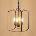Farmhouse 4 Lights Pendant Light, Industrial Black Lantern Chandelier with E12 Gold Base Metal Cage Rustic Geometric Hanging Light Fixtures for Kitchen Island Foyer Entryway Dining Room-Ruum Studio Home