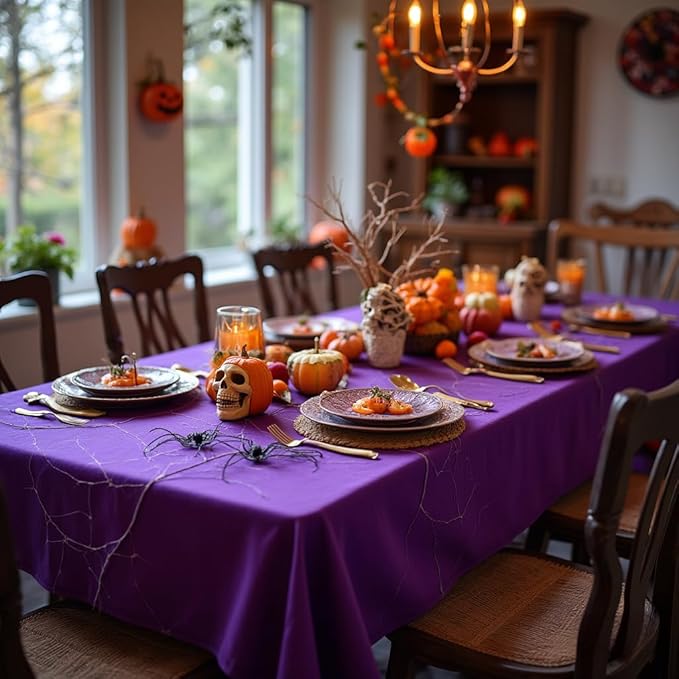 sancua Rectangle Tablecloth - 70 x 90 Inch - Stain and Wrinkle Resistant Washable Polyester Table Cloth, Decorative Fabric Table Cover for Dining Tables, Buffet Parties and Camping, Purple-Ruum Studio Home