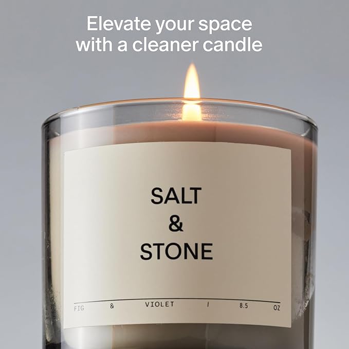 SALT & STONE Scented Candle for Women & Men | Hand-Poured, Aromatic & Fragrant | Coconut & Soy Blend Wax | 100% Cotton Wick | Long-Lasting 50 Hour Burn Time (8.5 oz) (Fig & Violet)-Ruum Studio Home