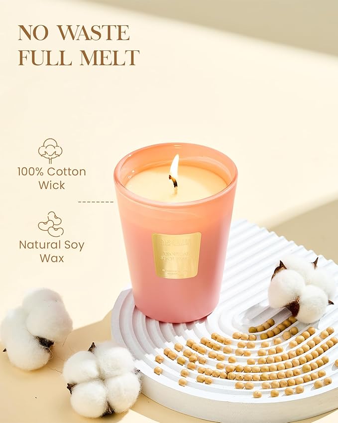 M&SENSE Tropical Spice Peach Scented Candle Home Decor, Natural Soy Wax,4.1oz 60 Hours Long Lasting Slow Burning, Aromatherapy Candle for Stress Relief-Ruum Studio Home