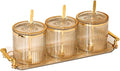 Acrylic Condiment Spice Jars,Condiment Spice Box With Lids and Spoons and Tray,Clear Plastic Sugar Salt Canisters,Seasoning Box 3 Pack,Seasoning Box Set for Kitchen to Storage Salt,Paprika,Sugar-Ruum Studio Home