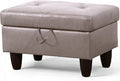 Ottoman Rectangular Storage Ottoman Bench, Faux Leather Footrest, Coffee Table, Stool Footstool with Hinged Lid for Living Room, Bedroom, Entryway, Champagne, 28.5"x19"x17.5"-Ruum Studio Home