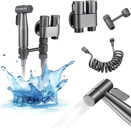 MLD Handheld Toilet Bidet Sprayer, Toilet Faucet Handheld Bidet Sprayers, Hand Shower Toilet Hose Sprayer Attachment for Water Spray and Cloth Diaper Wash (Grey)-Ruum Studio Home