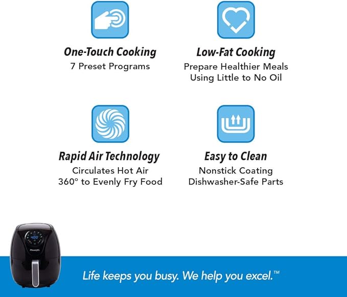 PowerXL Air Fryer 4 QT Maxx, Special Edition 2022, Extra Hot Air Fry, Cook, Crisp, Broil, Roast, Bake, High Gloss Finish, Black (4 Quart)-Ruum Studio Home