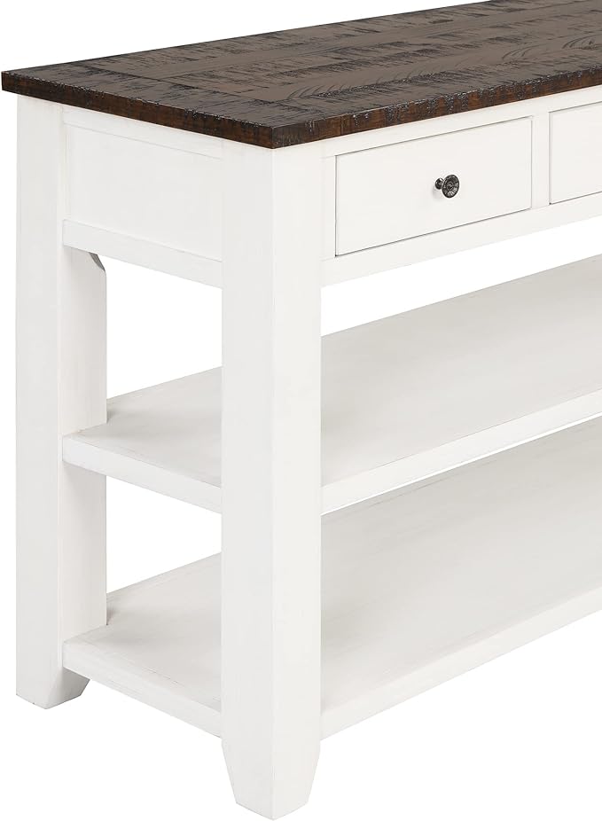 Solid Wood Console Table,Sofa Table with Storage Drawers and Bottom Shelf,Entryway Table for Entry Hallway Foyer Sofa Couch Table,Fully Assembled (48.8" Antique White)-Ruum Studio Home