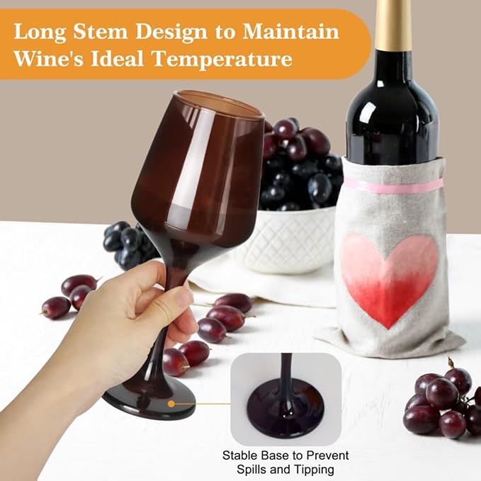 Colored Wine Glasses Set of 6-12oz Colorful Long Stem Wine Glass Cups, Multi Color Pretty Crystal Glassware, Hand Blown Goblets Drinkware, Unique Drinking Stemware Holiday Gift Set for Women-Ruum Studio Home