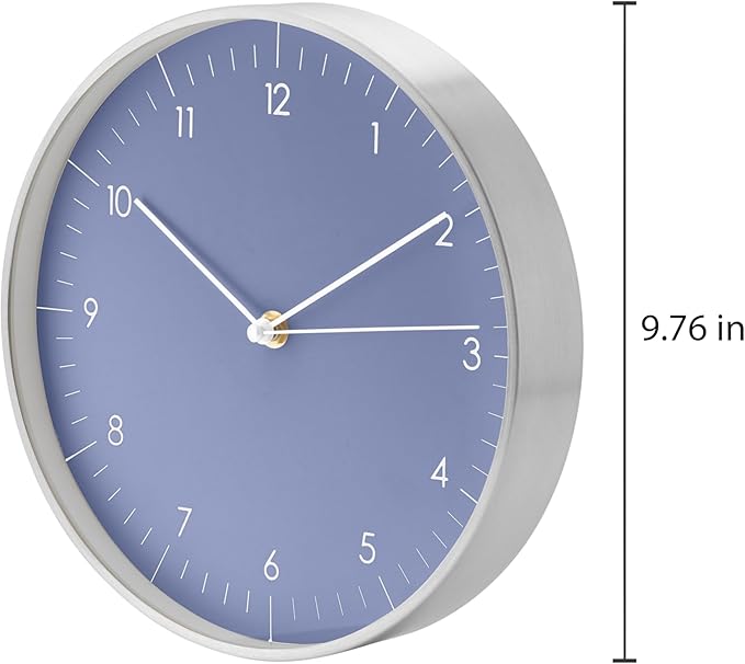 LUUK LIFESTYLE Minimalist Wall Clock with Silent Movement, no Ticking, Modern Design, Kitchen Clock, Decoration and Gift idea, in Blue and Silver-Ruum Studio Home